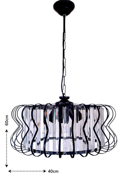 Antik Nehir 3'lü Avize Siyah – Kristal Tabut Taşlı, Modern fiyatları