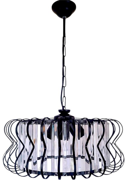 Antik Nehir 3'lü Avize Siyah – Kristal Tabut Taşlı, Modern modelleri