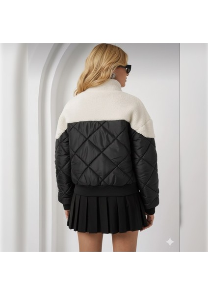 Kapitone Peluş Şişme Mont - Ekru fiyatları