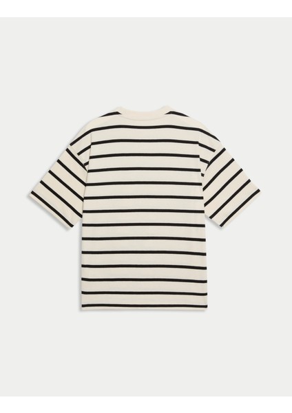 Saf Pamuk Çizgili T-shirt (6-16 Yaş) fırsatları