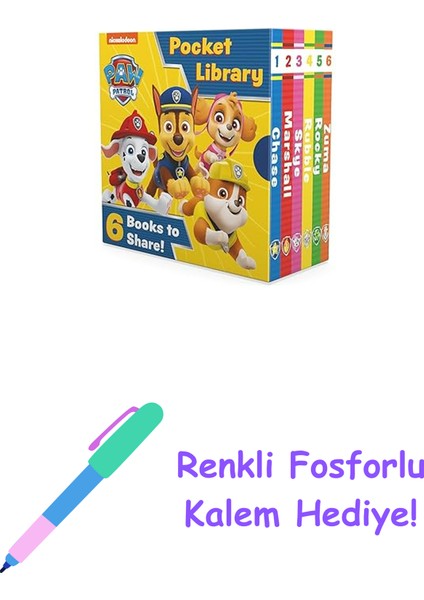 Paw Patrol Pocket Library + Renkli Fosforlu Kalem