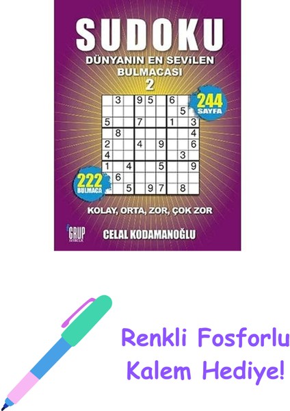 Sudoku 2: Dünyanın En Sevilen Bulmacası (Kapak Resmi Değişebilir) + Renkli Fosforlu Kalem