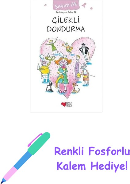 Çilekli Dondurma + Renkli Fosforlu Kalem