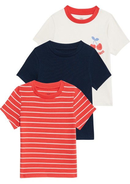 3'lü Pamuklu Fitilli T-shirt (2-8 Yaş) indirimleri