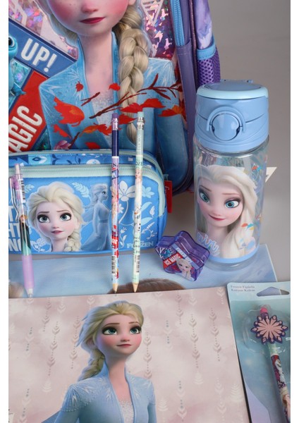 Dekomus Lisanslı Elsa Frozen "okul Çantası ve Beslenme Çantası,beslenme Kabı ve 500 ml Trıtan Matara Okul Seti fırsatları