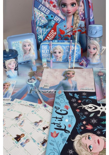 Dekomus Lisanslı Elsa Frozen "okul Çantası ve Beslenme Çantası,beslenme Kabı ve 500 ml Trıtan Matara Okul Seti indirimleri