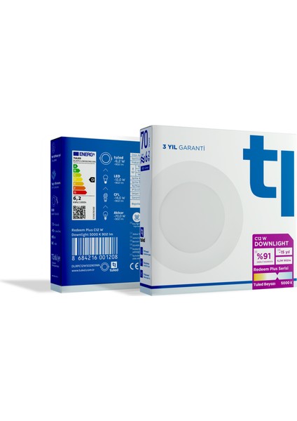 Redeem Plus C12W Downlight, Titreşimsiz, Göz Konforu, Tekli, 902 Lümen, Tuled Beyazı, 5000 Kelvin fiyatları