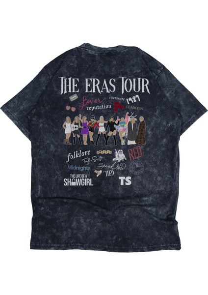 Unisex The Eras Tour Sırt Baskılı Yıkamalı T-Shirt, Oversize Taylor Swift Temalı Retro Tişört modelleri