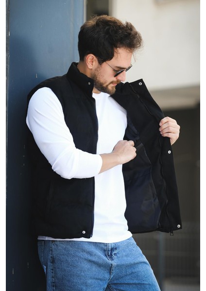 Taff Cepli Dik Yaka Dolum Erkek Şişme Süet Nubuk Yelek fiyatları