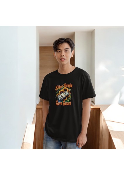 Shine Bright Baskılı Siyah Oversize Tişört modelleri