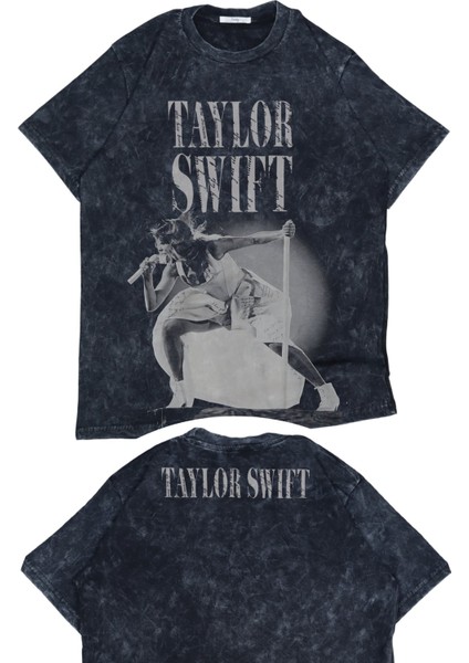 Unisex Vintage Taylor Swift Ense Baskılı Yıkamalı T-Shirt, Oversize Taylor Swift Temalı Tişört
