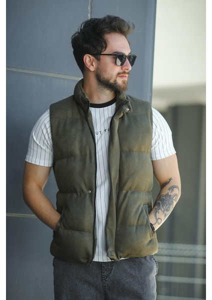 Taff Cepli Dik Yaka Dolum Erkek Şişme Süet Nubuk Yelek fiyatları