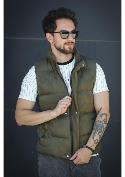 Taff Cepli Dik Yaka Dolum Erkek Şişme Süet Nubuk Yelek fırsatları