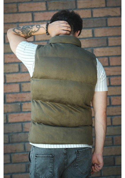 Taff Cepli Dik Yaka Dolum Erkek Şişme Süet Nubuk Yelek indirimleri