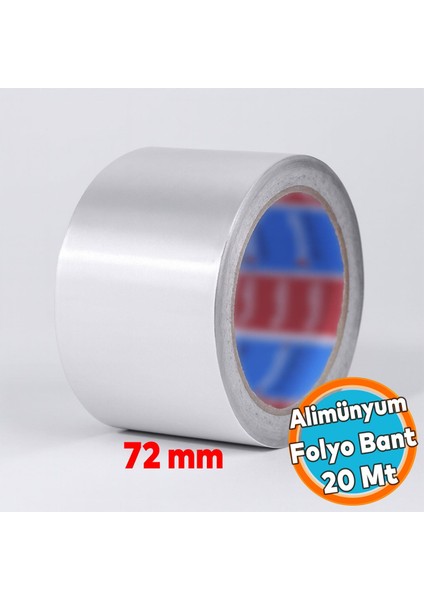 Alüminyum Folyo Bant Yapışkanlı 72 mm x 20 Metre Yanmaz Soba Borusu Bandı