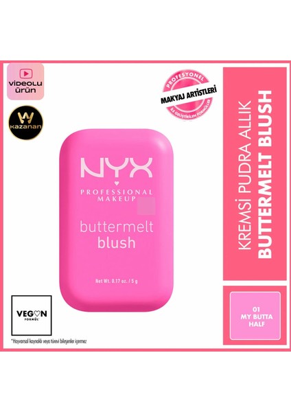 Buttermelt Blush Kremsi Pembe Pudra Allık -01 My Butta Half
