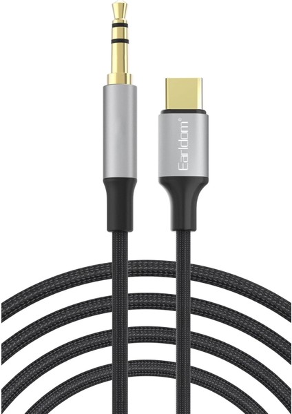 AUX61 Tak Çalıştır 1m Type-C To 3.5mm Dijital Aux Kablo - Siyah