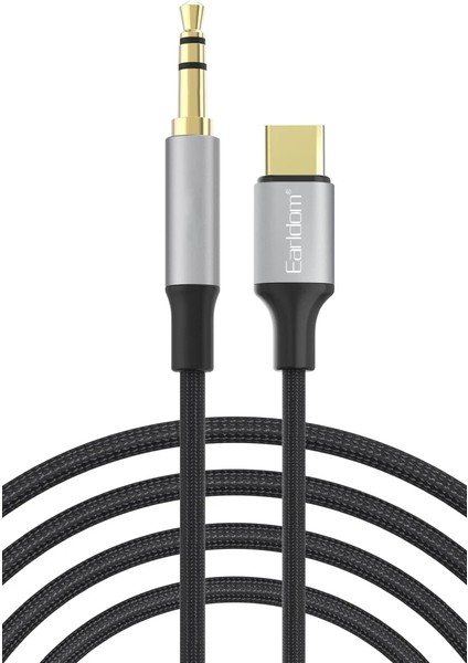 AUX61 Tak Çalıştır 1m Type-C To 3.5mm Dijital Aux Kablo - Siyah