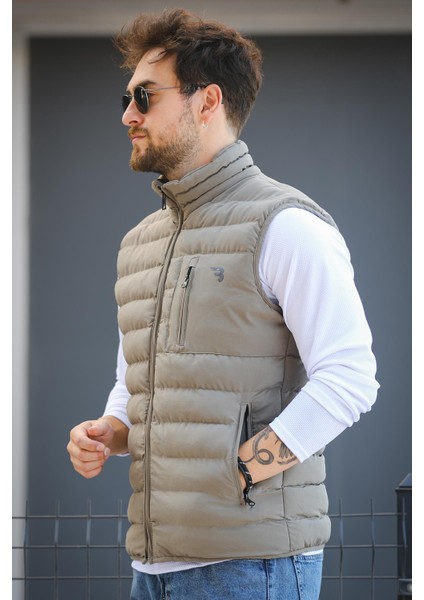 Doxfa Suya Dayanıklı Cepli Fermuar Detaylı Dik Yaka Erkek Şişme Yelek