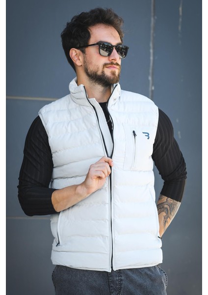 Doxfa Suya Dayanıklı Cepli Fermuar Detaylı Dik Yaka Erkek Şişme Yelek