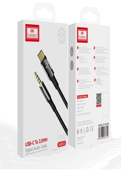 AUX53 1m Type-C To 3.5mm Dijital Aux Kablo - Siyah fiyatları