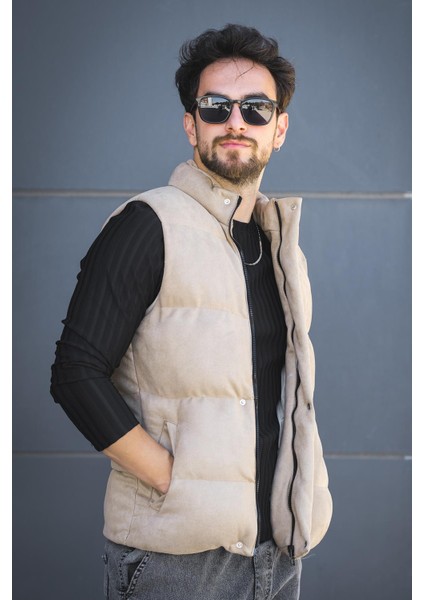 Taff Cepli Dik Yaka Dolum Erkek Şişme Süet Nubuk Yelek fırsatları