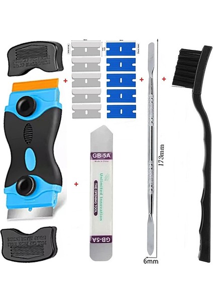 Çok Amaçlı Set Plastik ve Metal Tıraş Bıçağı Kazıyıcı, Pencere Camı Temizleyici, Film Araba ve Ev Için Yapıştırıcı Sökücü Aracı ST07