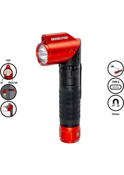 Izeltaş Pro LED El Feneri 1000 Lm 90 Derece Ayarlanabilir