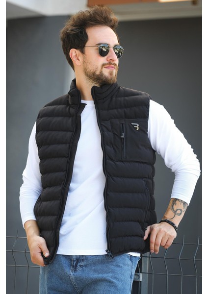 Doxfa Suya Dayanıklı Cepli Fermuar Detaylı Dik Yaka Erkek Şişme Yelek