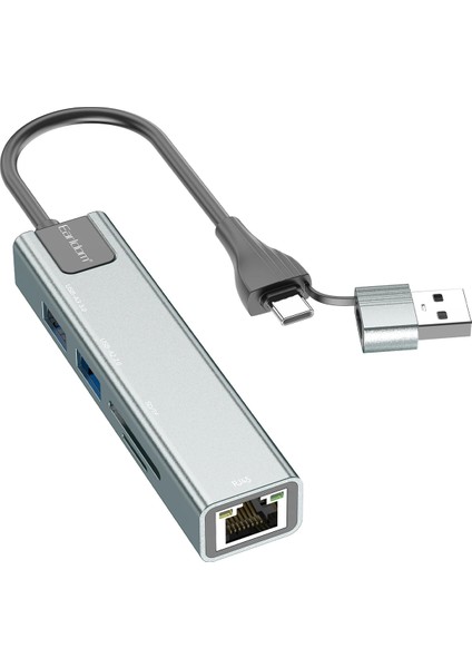 HUB24 6'lı Çoklayıcı USB-C Hub - MacBook, Laptop Uyumlu Type-C Dönüştürücü, HDMI, USB 3.0 ve Kart Okuyucu