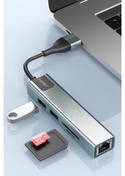 HUB24 6'lı Çoklayıcı USB-C Hub - MacBook, Laptop Uyumlu Type-C Dönüştürücü, HDMI, USB 3.0 ve Kart Okuyucu indirimleri