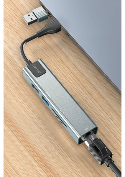 HUB24 6'lı Çoklayıcı USB-C Hub - MacBook, Laptop Uyumlu Type-C Dönüştürücü, HDMI, USB 3.0 ve Kart Okuyucu