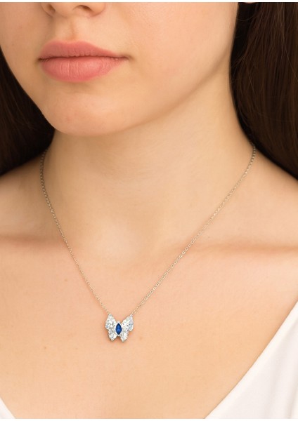 Safir Işıltılı Diamond Sevgi Kelebeği Kadın Gümüş Kolye fiyatları