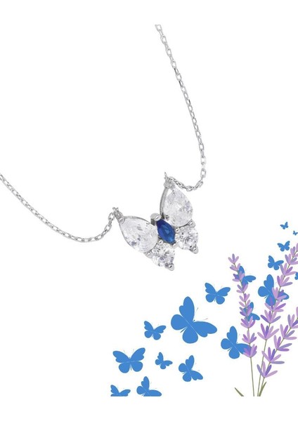 Safir Işıltılı Diamond Sevgi Kelebeği Kadın Gümüş Kolye fırsatları