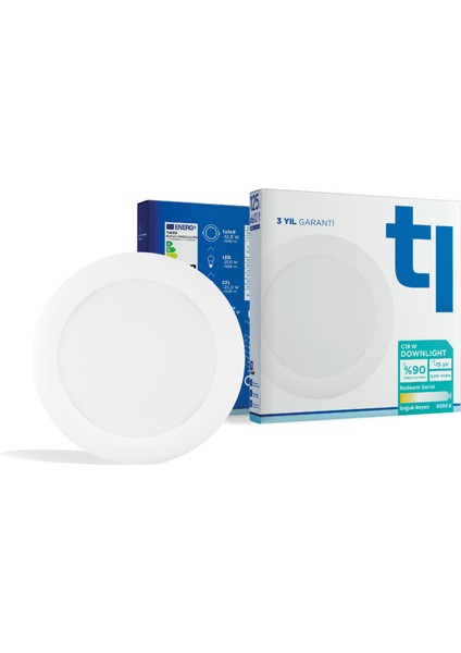 Redeem C18W Downlight, Titreşimsiz, Göz Konforu, Tekli, 1608 Lümen, Soğuk Beyaz, 6500 Kelvin