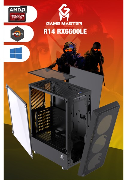 R14 RX6600LE R5 5500 Cpu 16GB Ddr4 3200 Mhz Ram 512GB M.2 SSD 8gb RX6600LE Gaming Pc Kasa fırsatları