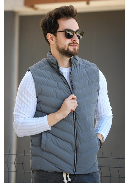 Faxy Cepli Dik Yaka Nova Parlak Kumaş Erkek Şişme Yelek fırsatları