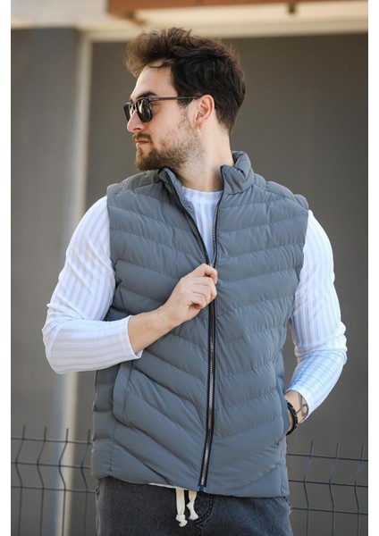 Faxy Cepli Dik Yaka Nova Parlak Kumaş Erkek Şişme Yelek indirimleri