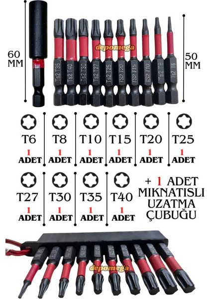 33 Parça Mıknatıslı Bits Uç Yıldız Düz Torx Hex S2 Çelik 50 mm Matkap Uç fırsatları