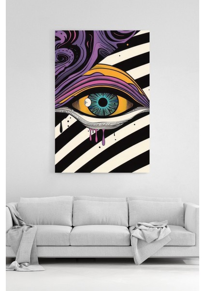 Renkli Göz Illüstrasyon Tablo Sanat Severlere Dekoratif Kanvas
