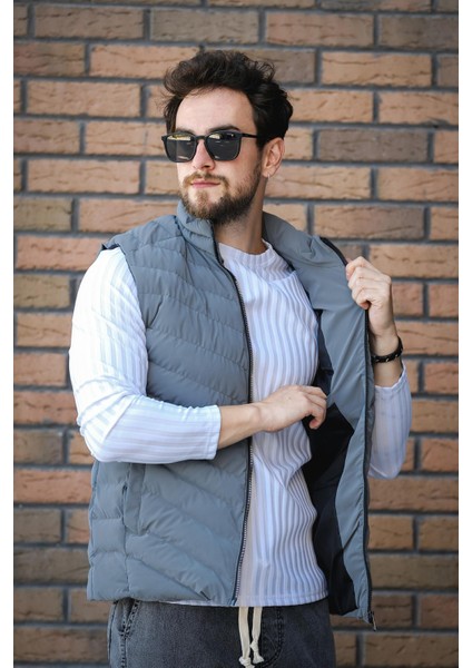 Faxy Cepli Dik Yaka Nova Parlak Kumaş Erkek Şişme Yelek fiyatları