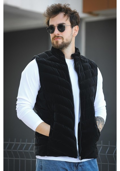 Faxy Cepli Dik Yaka Nova Parlak Kumaş Erkek Şişme Yelek