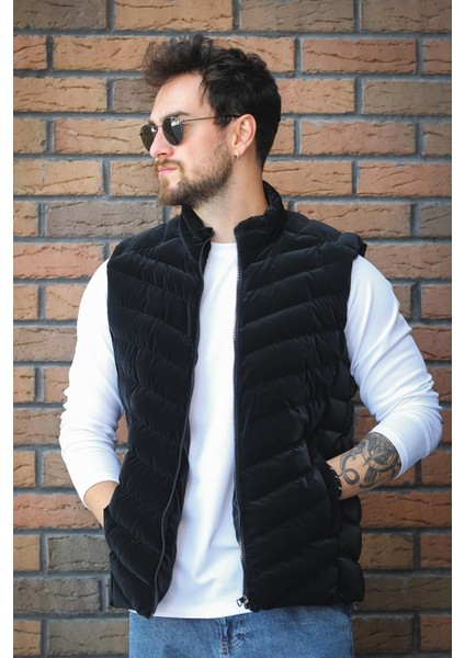 Faxy Cepli Dik Yaka Nova Parlak Kumaş Erkek Şişme Yelek modelleri