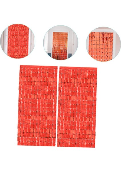 Ekstra Metalize Kırmızı Renk Disko Dikdörtgen Kesim Kapı Perdesi Dekorasyon 1x2 Metre (4915) modelleri