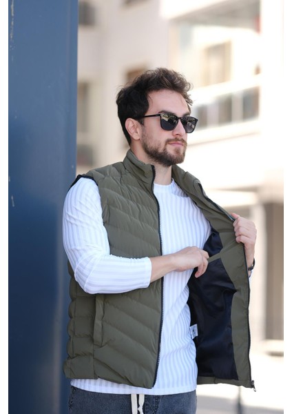 Faxy Cepli Dik Yaka Nova Parlak Kumaş Erkek Şişme Yelek fiyatları