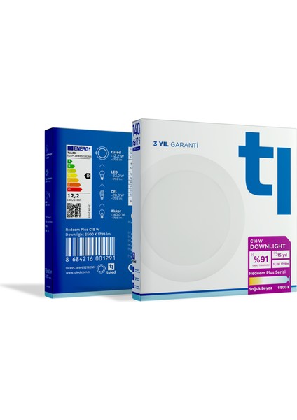 Redeem Plus C18W Downlight, Titreşimsiz, Göz Konforu, Tekli, 1799 Lümen, Soğuk Beyaz, 6500 Kelvin fiyatları