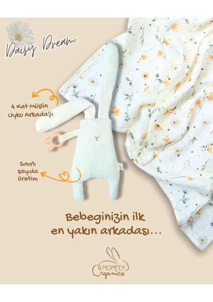 %100 Organik Müslin Daisy Dream Bebek Battaniye ve Uyku Arkadaşı Seti – 95X95 cm fırsatları