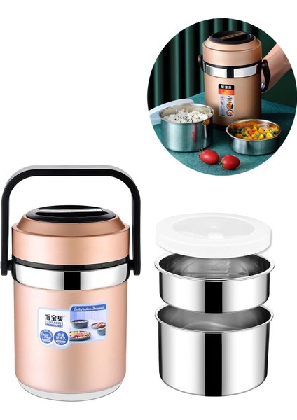 304 Çelik 2000 ml Vakumlu Yemek Mama Saklama Termosu Sefertası CIN598GLD fiyatları