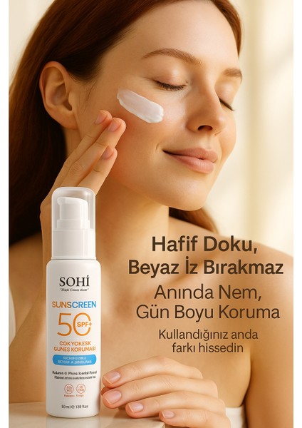 SPF 50+ Yüz ve Vücut Güneş Kremi | Pirinç Özü, Kolajen & Niacinamide & Hyaluronik Asit