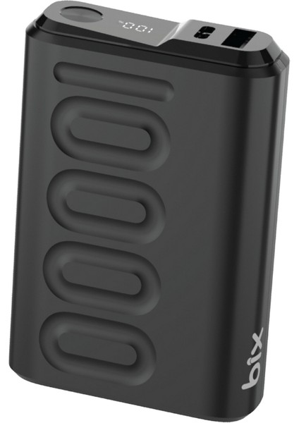 TPB15 10000MAH Pd 20W Usb-C ve Usb-A Qc 3.0 Çift Portlu 22.5W Süper Hızlı Şarj Destekli ve Dijital Ekranlı Mini Powerbank Siyah